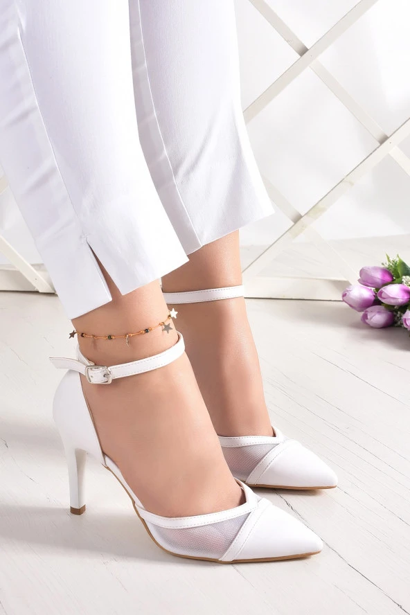 Erkan Saçmacı Liana Beyaz Vegan Fileli Stiletto - 3