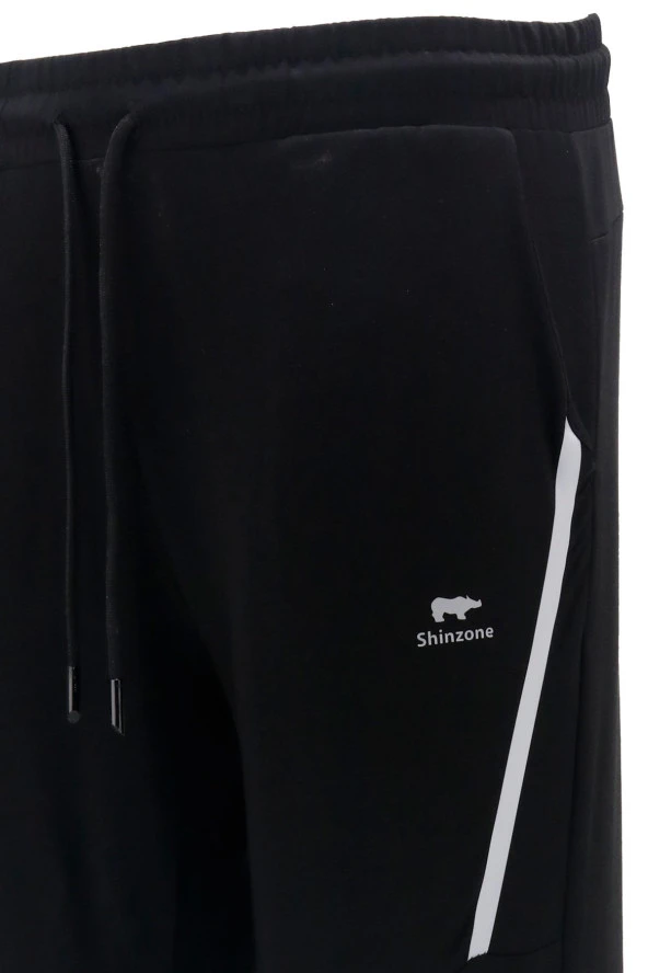 Erkek Standart Fit Lastikli Çizgi Detaylı Siyah Lacivert 2'li Eşofman Altı Seti - 5