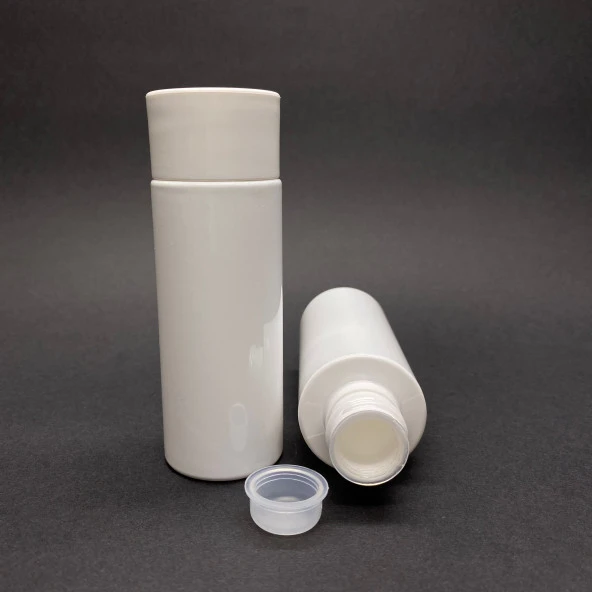 100 cc Silindir Keskin Küt (17gr) Sert Pet Şişe  - Beyaz Kalın Kapaklı- Kör Tıpalı Ağız Çapı 24mm x 10 Adet ürün görseli
