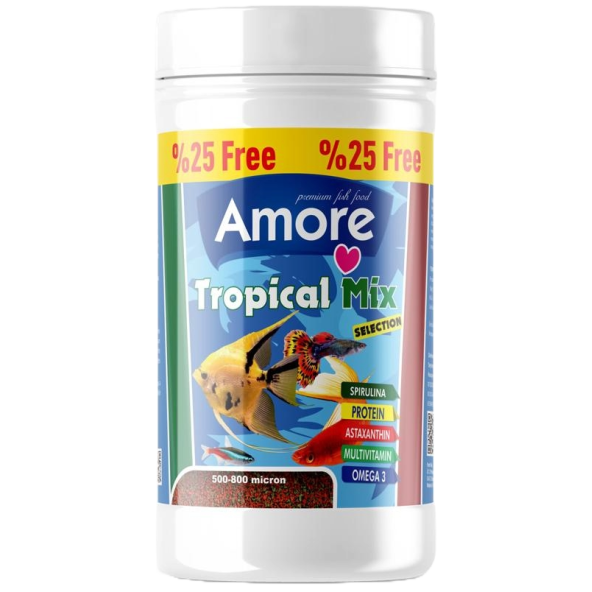Tetra-Melek-Lepistes 4lü Balık Yemi Seti,Tropical Mix 125ml,Rose Guppy 250,Kaya Tuzu,Multivitamin - 3