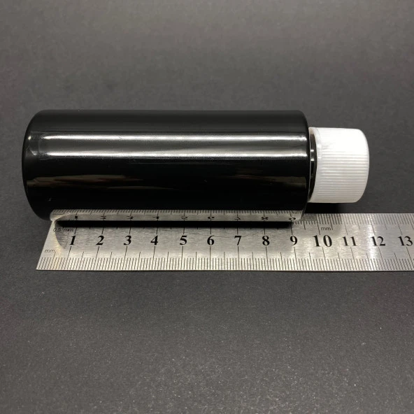 100 cc Siyah Silindir  (17gr) Sert Pet Şişe  - Beyaz Contalı Kapaklı- Ağız Çapı 24mm x 10 Adet - Resim 3