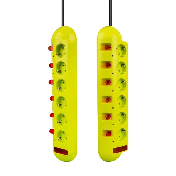 Vea VE-E60 6 Lı 1.5 Metre Ayrı Anahtarlı Grup Priz Uzatma Kablosu 3860 Watt 16 Amper Isıya Dayanıklı - 3