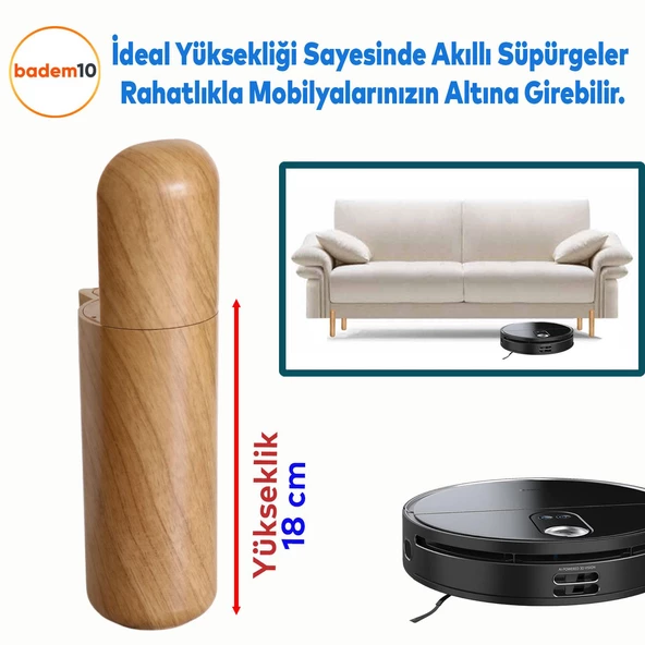 Kapsül Bohem Mobilya Kanepe Tv Ünitesi Koltuk Ayağı Konsol Ayakları Ahşap Desenli Kahverengi 18 Cm - Resim 4