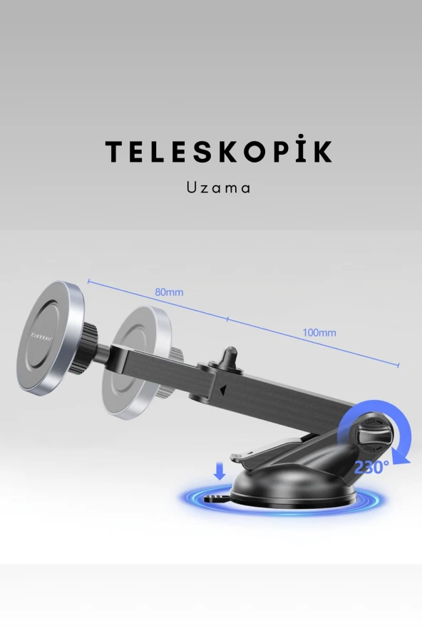 Qpen EH211 Ayarlanabilir Vantuzlu Magsafe Araç Tutucu - Resim 2