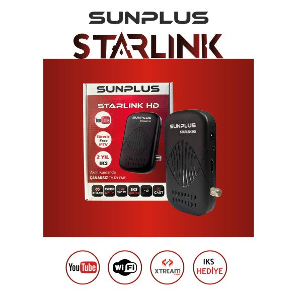 Sunplus Starlink HD 2024 Çanaklı-Çanaksız  Full Hd Sınırsız Sinema Paketli Uydu Alıcısı - 2