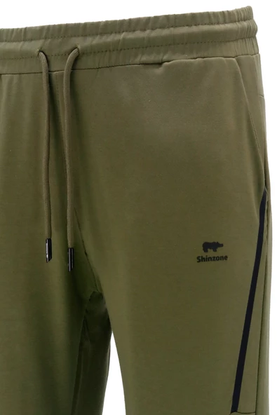 Erkek Standart Fit Lastikli Çizgi Detaylı Haki Antrasit 2'li Eşofman Altı Seti - 5