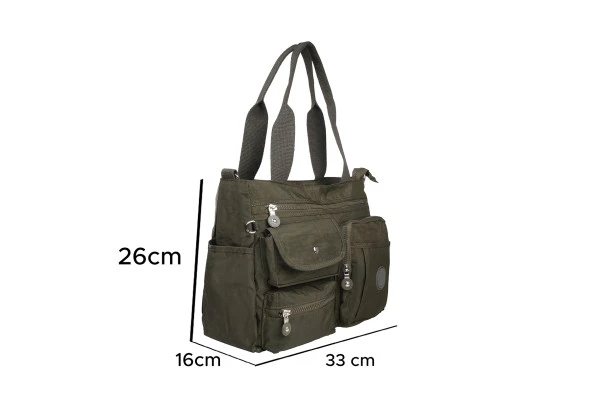 Bagacar 223 Klinkır Kaliteli Kumaş Bayan Çok Gözlü Omuz Çantası Gri - 7