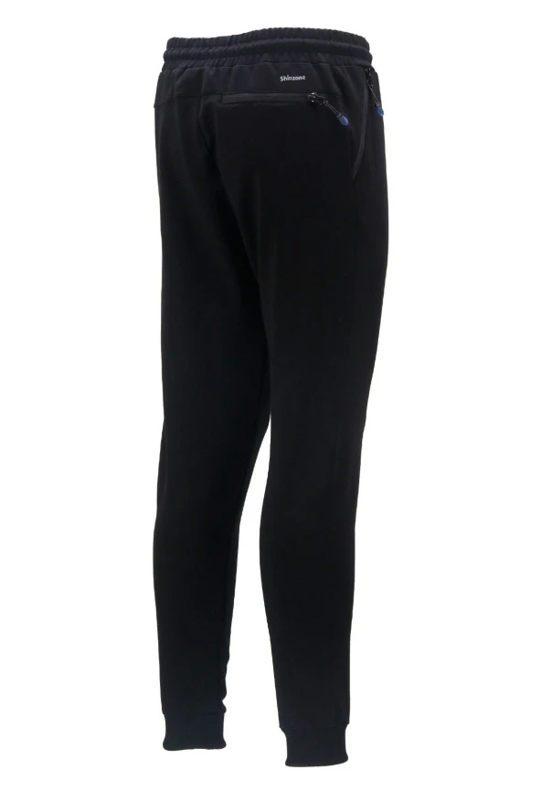 Erkek Düz Paça Rahat Kesim Lastikli Siyah Saks Mavi 2'li Eşofman Altı Seti - 4