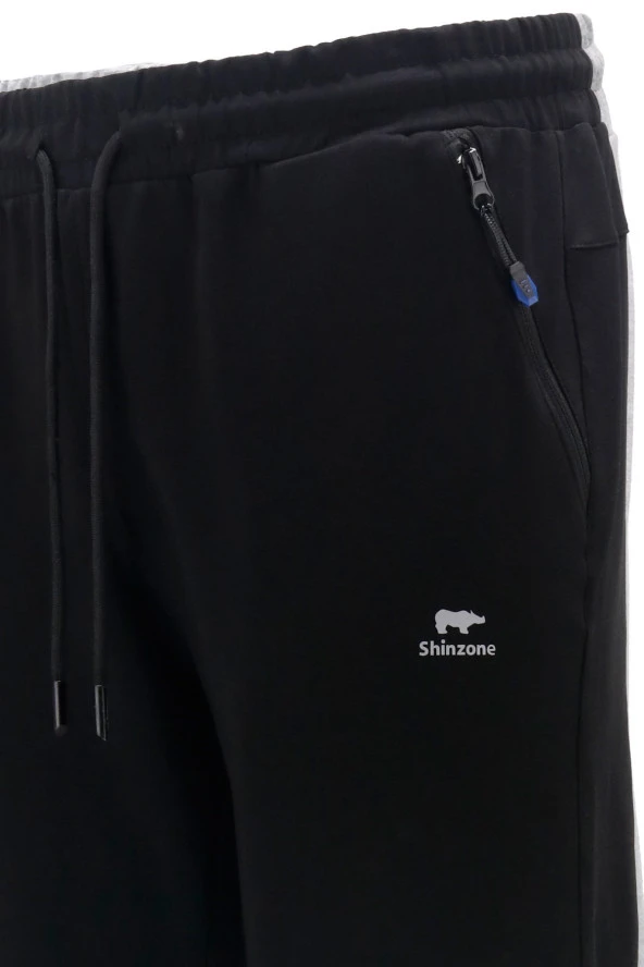 Erkek Düz Paça Rahat Kesim Lastikli Siyah Saks Mavi 2'li Eşofman Altı Seti - 5