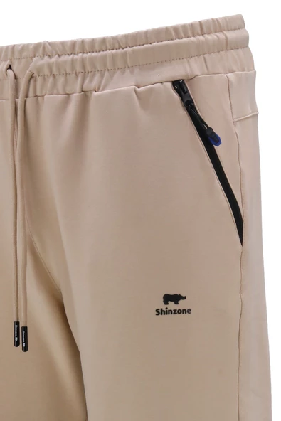 Erkek Düz Paça Rahat Kesim Lastikli Bej Haki 2'li Eşofman Altı Seti - 5