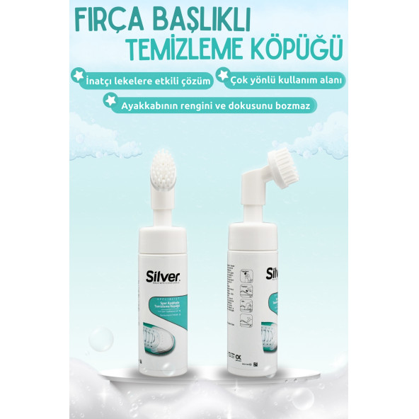Silver Fırçalı Spor Ayakkabı Bakım Temizleme Köpüğü Güçlendirilmiş Formül 150 ML - 4