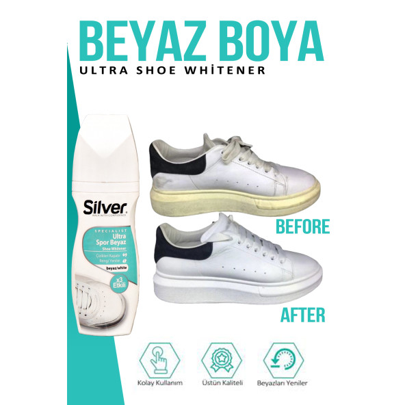 Silver X3 Etkili Güçlendirilmiş Ultra Beyaz Spor Bez Ve Kumaş Likit Ayakkabı Boyası 75 ml - 3