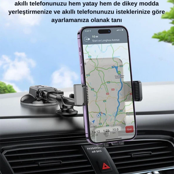 Polham Vakumlu Torpido Üstü ve Cam için Telefon Tutucu, Akrobatik Süper Vantuzlu Universal Tutucu - 3