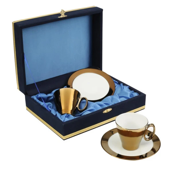 Vitale İkili Gold Kaplama Kahve Fincan Seti MTFK.0038-9
