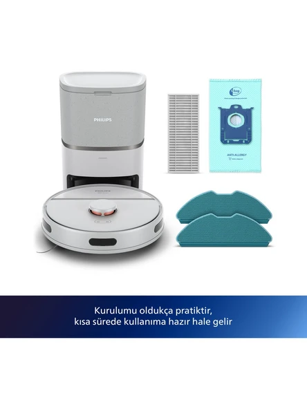 Philips HomeRun 3000 Serisi Aqua XU3110/02 Çöp İstasyonlu Beyaz Akıllı Robot Süpürge - 2
