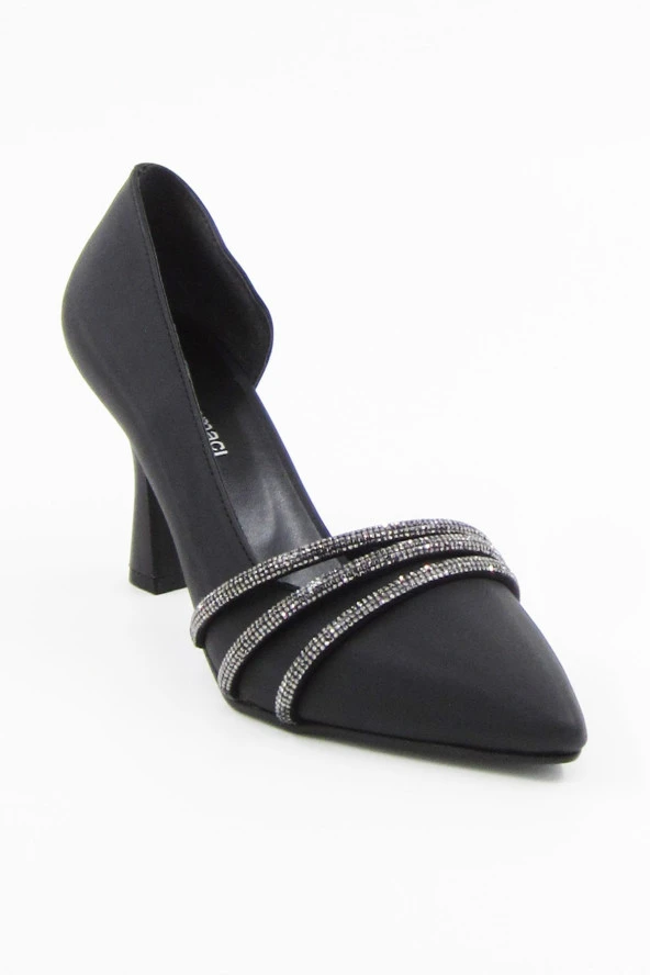Erkan Saçmacı Anita Siyah Saten Taşlı Abiye Ayakkabı - 4