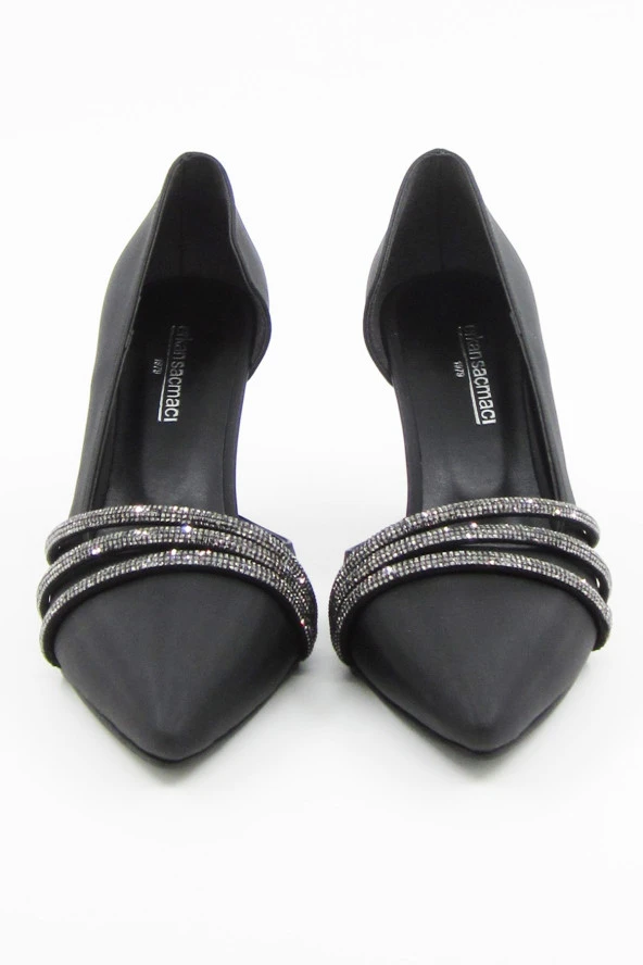 Erkan Saçmacı Anita Siyah Saten Taşlı Abiye Ayakkabı - 6