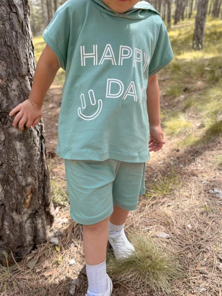 Kapüşonlu Yazlık Baskılı Takım 2404KPSNYZLYK - 12