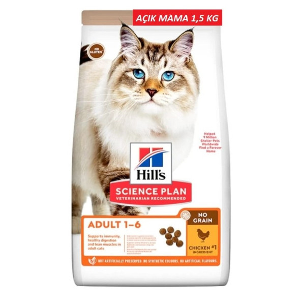 Hill's No Grain Tahılsız Tavuklu Yetişkin Kuru Kedi Maması 1,5 KG