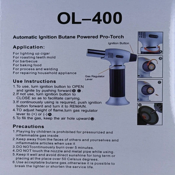 Hedyex Otomatik ignition Tourch Turbo Jet Pürmüz Çakmak OL-400 - 6