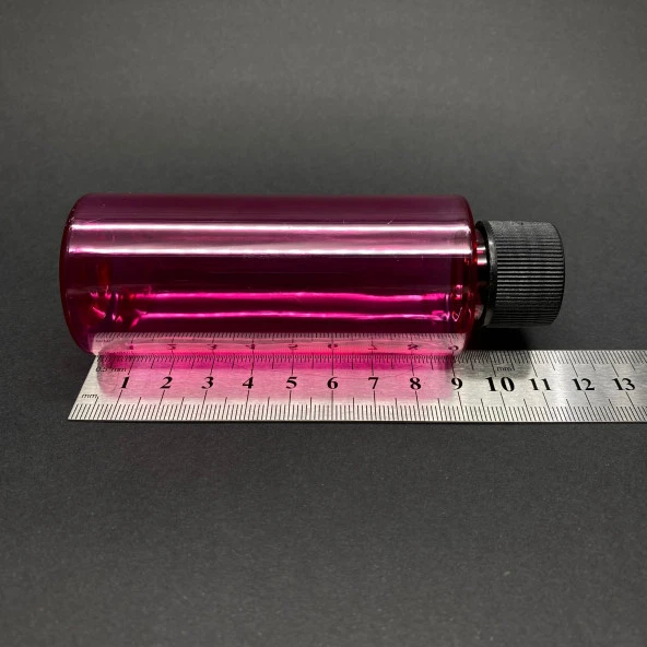 100 cc Pembe Silindir (17gr) Sert Pet Şişe  - Siyah Contalı Kapaklı- Ağız Çapı 24mm x 10 Adet - Resim 2