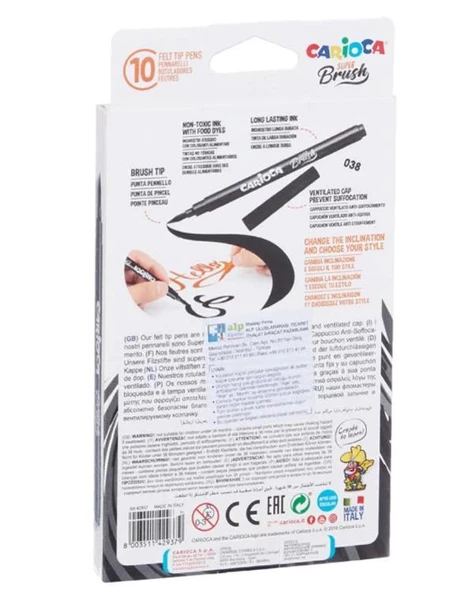 Carioca Süper Brush Fırça Uçlu Keçeli Kalem 10 Renk - 3