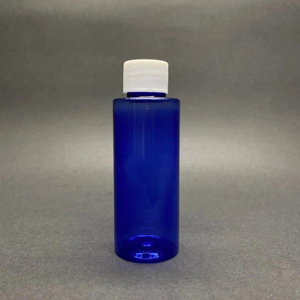 100 cc Mavi Keskin Küt (17gr) Sert Pet Şişe  - Beyaz Contalı Kapaklı- Ağız Çapı 24mm x 10 Adet ürün görseli