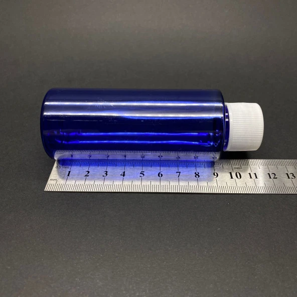 100 cc Mavi Keskin Küt (17gr) Sert Pet Şişe  - Beyaz Contalı Kapaklı- Ağız Çapı 24mm x 10 Adet - Resim 3