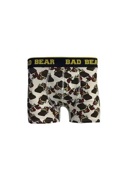 Bad Bear Chocolate Crimson White 21.01.03.004B Beyaz Çikolata Desenli Erkek Boxer