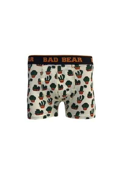 Bad Bear Cactus Off-White 21.01.03.003B Beyaz Kaktüs Desenli Erkek Boxer