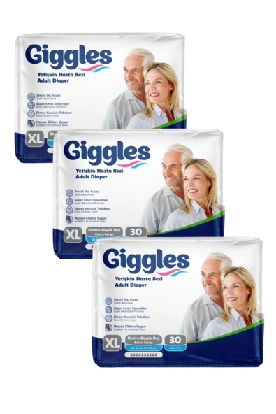 Giggles Belbantlı Yetişkin Hasta Bezi Extra Large XL 30 Lu x 3 Adet