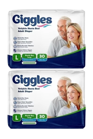 Giggles Belbantlı Yetişkin Hasta Bezi Büyük Boy L Beden 30 Lu x 2 Adet