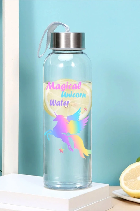 500 Ml Matara - Unicorn Desen Motivasyon Matarası - Sticker Hediy