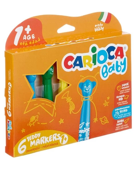 Carioca Süper Jumbo Yıkanabilir Teddy Keçeli Kalem 6 Renk - 2