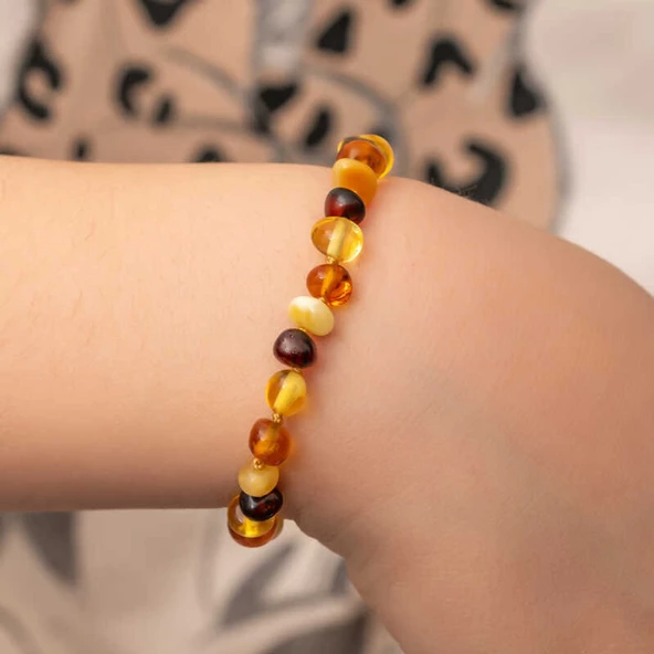 Lucky Life 925 Ayar Gumuss Bebek Damla Kehribar Bileklik - 4