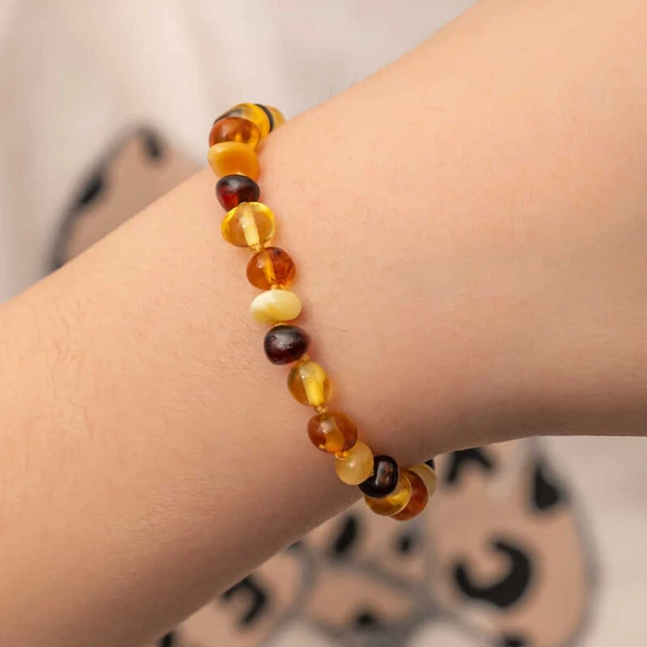 Lucky Life 925 Ayar Gumuss Bebek Damla Kehribar Bileklik - 3