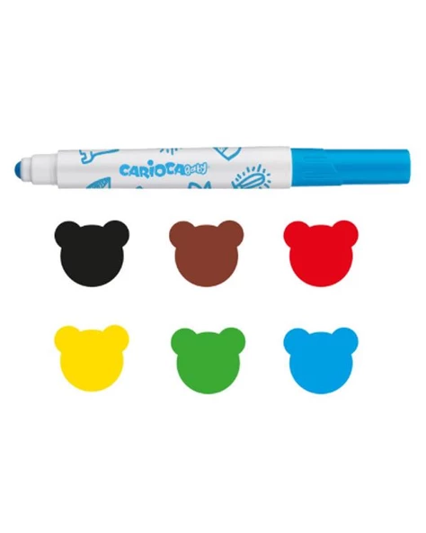 Carioca Jumbo Yıkanabilir Keçeli Kalem 6 Renk (Bebeklere Özel) - 3