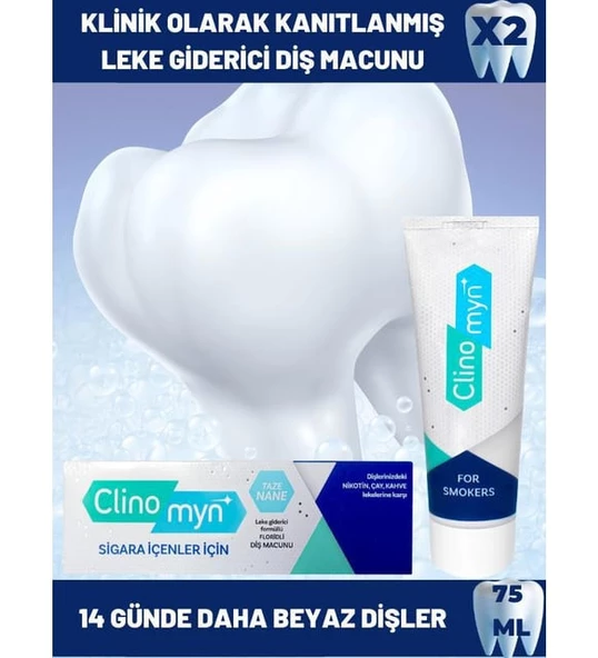 Clinomyn Smokers Sigara İçenler İçin Diş Beyazlatan Leke Giderici Diş Macunu 75 Ml X 2 Adet