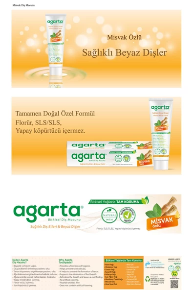 Agarta Doğal Misvak Özlü Florürsüz Diş Macunu 100 ml 3 Adet - Resim 6