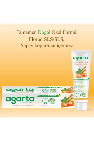Agarta Doğal Misvak Özlü Florürsüz Diş Macunu 100 ml 3 Adet - Resim 5