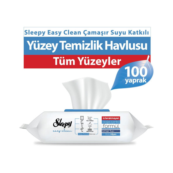 Sleepy Easy Clean Çamaşır Suyu Katkılı Yüzey Temizlik Havlusu 100 Yaprak. - 5