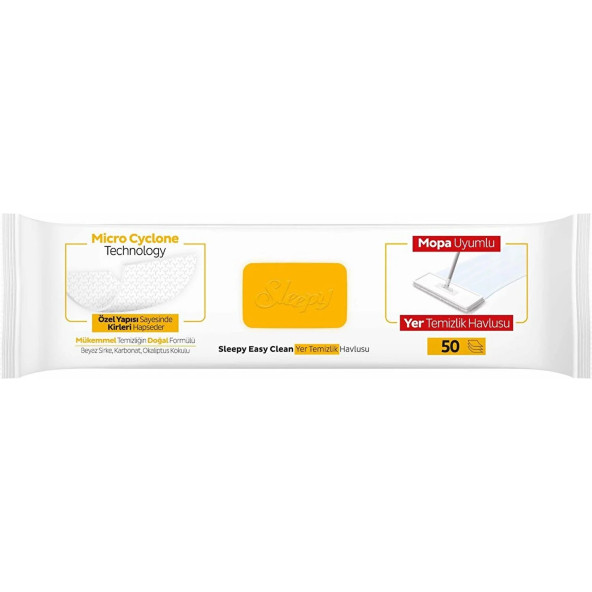Sleepy Easy Clean Arap Sabunu Katkılı Mopa Uyumlu Yer Temizlik Havlusu 50 Yaprak - 3