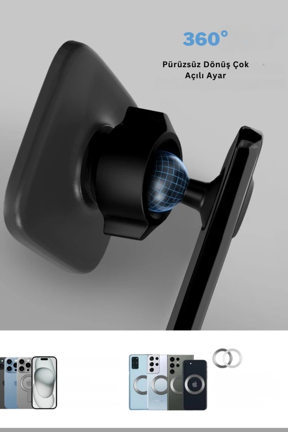 Qpen EH229 Yapışkanlı Manyetik Magsafe Araç Tutucu - Resim 4
