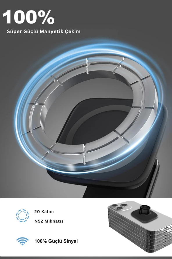 Qpen EH229 Yapışkanlı Manyetik Magsafe Araç Tutucu - Resim 5