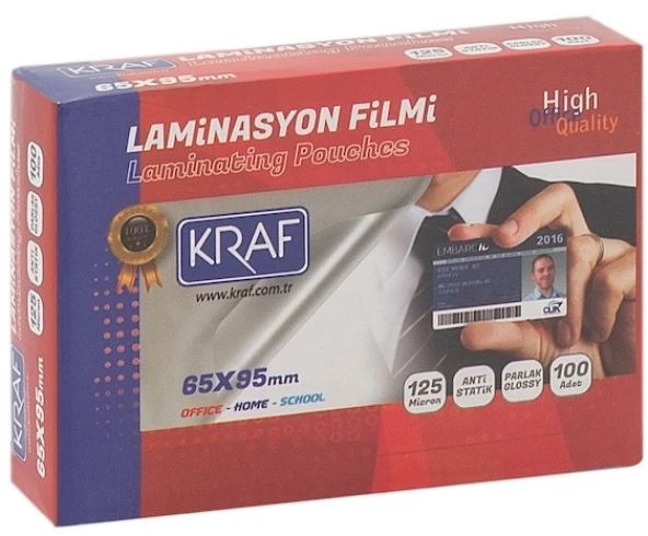 KRAF LAMİNASYON FİLMİ  65x95 MM 125 Mic.100 LÜ 2126 1 PAKET