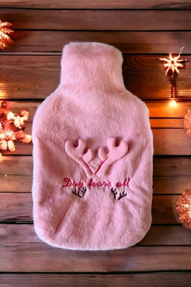 Sıcak Su Torbası Geyikli Model Peluş Kılıflı 2 Litre Sıcak Su Torbası - 4