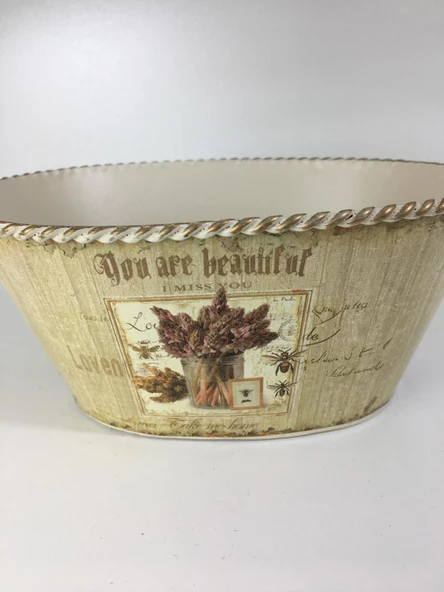 GİZHOME OVAL METAL DEKORATİF KOVA SAKSI KÜÇÜK BOY - 2