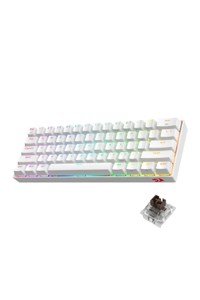 K530 PRO Draconic Türkçe Q 60% Kompakt Kablosuz - Bluetooth 2.4G Brown Switch Mekanik Beyaz Klavye - 5