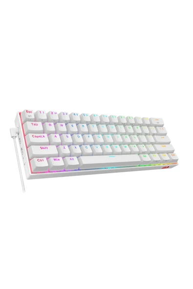 K530 PRO Draconic Türkçe Q 60% Kompakt Kablosuz - Bluetooth 2.4G Brown Switch Mekanik Beyaz Klavye - 2