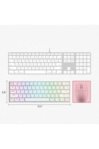 K530 PRO Draconic Türkçe Q 60% Kompakt Kablosuz - Bluetooth 2.4G Brown Switch Mekanik Beyaz Klavye - 7